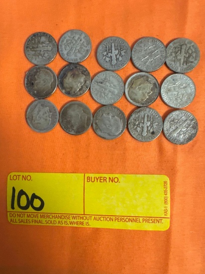 15 Roosevelt Dimes 1964 & Older
