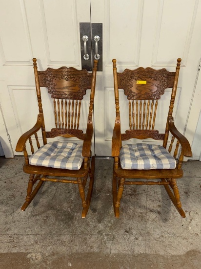 Two Wooden Rocking Chairs