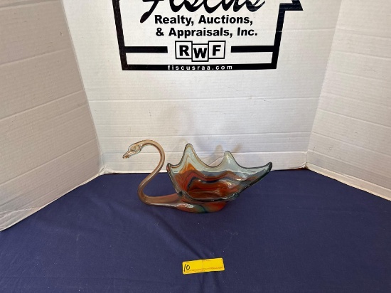 Hand Blown Glass Swan