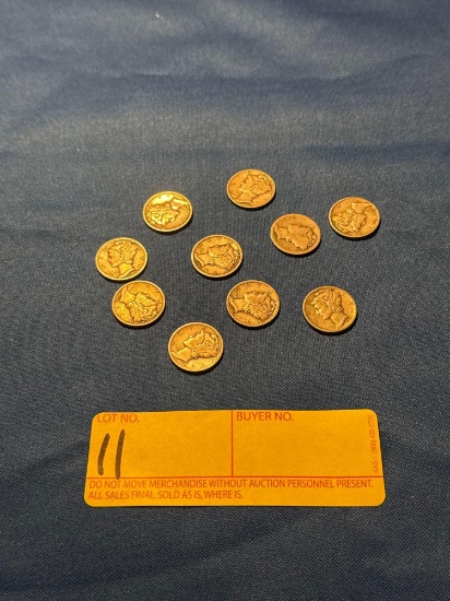 10 Silver Mercury Dimes