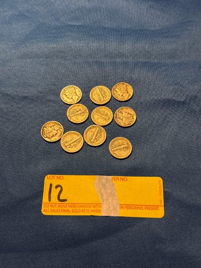 10 Silver Mercury Dimes