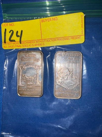 Two National One Troy Ounce Silver Bars