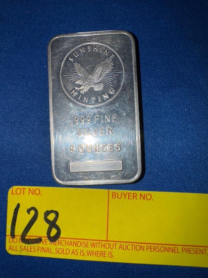 Sunshine Minting .999 Fine Silver 5 Ounces Bar