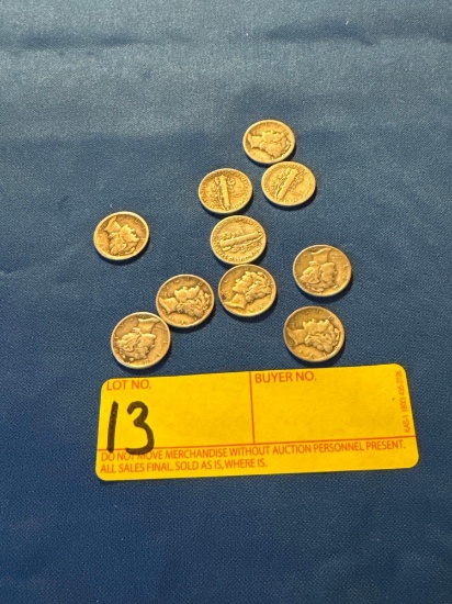 10 Silver Mercury Dimes