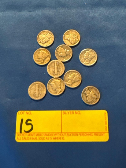 10 Silver Mercury Dimes