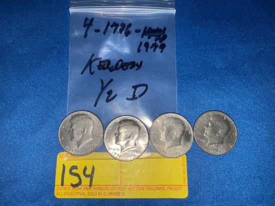 Four Bicentennial Kennedy Half Dollars