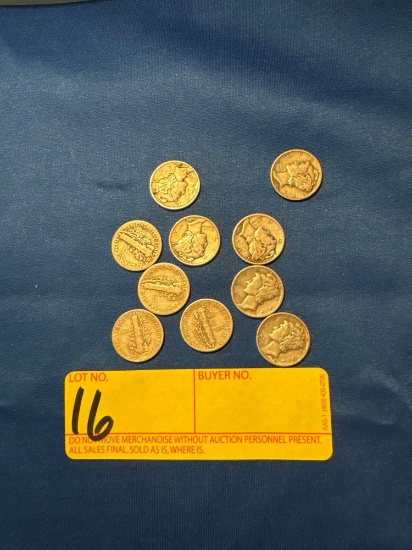 10 Silver Mercury Dimes