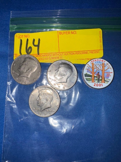 Four Kennedy Half Dollars