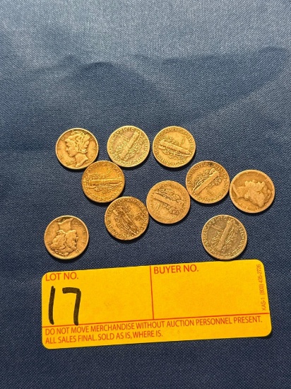10 Silver Mercury Dimes