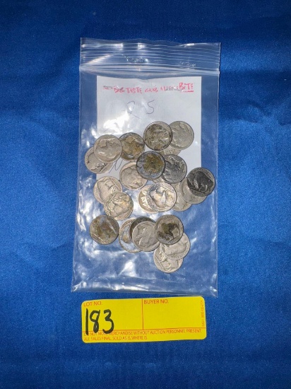 25 Buffalo Nickels Mixed Dates