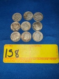 9 Silver Roosevelt Dimes