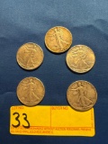 1940s Walking Liberty Silver Half Dollars