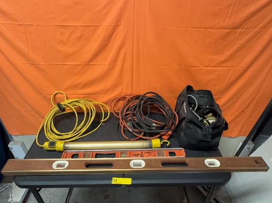 Levels, Bungee Straps. Extension Cords & Shop Light