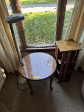 Oval End Table, Light & Standing Shelf