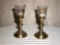 Pair of brass votive candle holders