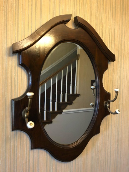 Entry Mirror with Coat/Hat Hooks