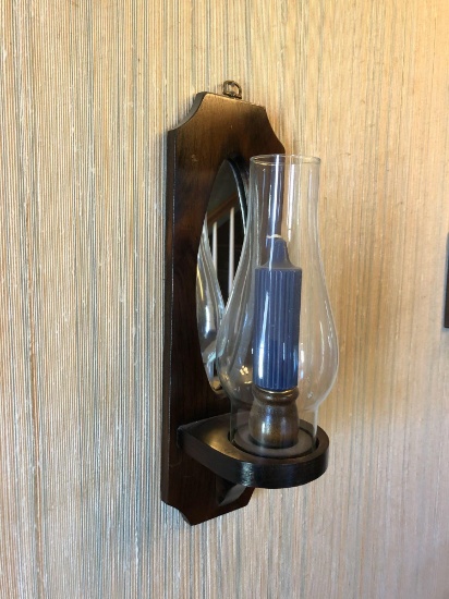 Pair of Wooden Mirrored Candle Sconces