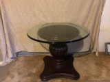 Massive Glass Top Round Table