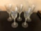 Lot of 5 etched crystal wine glasses