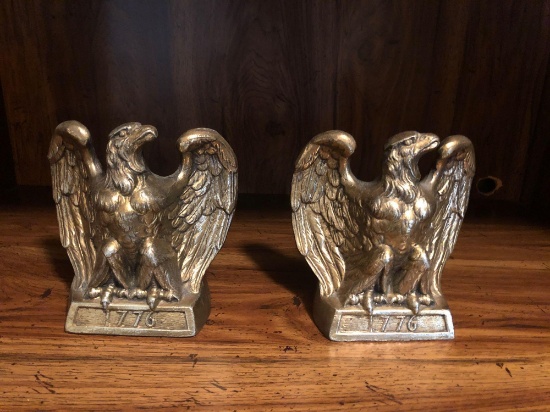 1776 Brass Eagle Bookend Pair