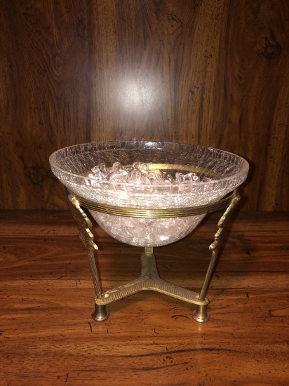 Glass Bowl on Brass Stand