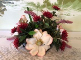 Artificial floral arrangement red/wight/green