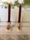 Candle stick pair -Rose