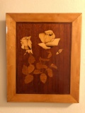 Handmade Inlaid wood rose picture