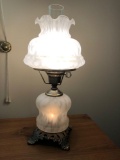 Frosted glass and brass parlor lamp