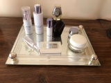 Mirrored Dresser Perfume tray with contents