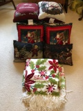 Christmas pillows and throw