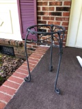 Iron Plant stand and 2 cement planter boxes