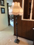 Beautiful Brass Floor Lamp w/Fringed Shade