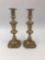 Early 1800s brass push-up candlesticks