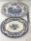 Lot of two blue and white platters