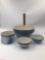 Lot of Four blue salt glazed stoneware bowls
