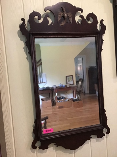 Large wood Chippendale style mirror