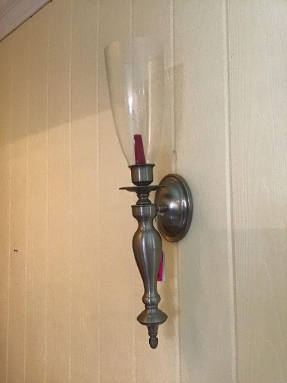 Large pewter and glass wall sconce