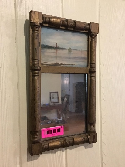 Federal mirror with sailboat scene circa 1830