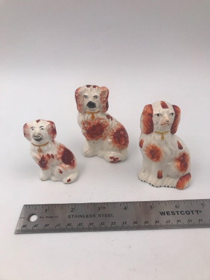Three small Staffordshire dogs circa 1800s