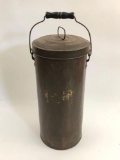 Large Tin Container with Lid and Bail