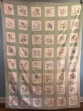 Quilt Coverlet with Stitched State Birds