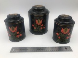 Late 19th century three piece toleware canisters