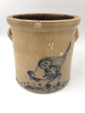 Early 2 Gallon Pottery Crock with Quail