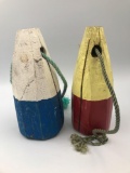 Two vintage wood buoys