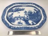 Blue and white large transfer-ware platter