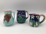 Three Small Majolica Pitchers