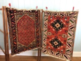 Lot of 2 Hand Knotted Small Persian Rugs