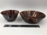 Two Rockingham pottery bowls
