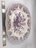 Staffordshire purple and white Tuscan Rose transfer-ware platter